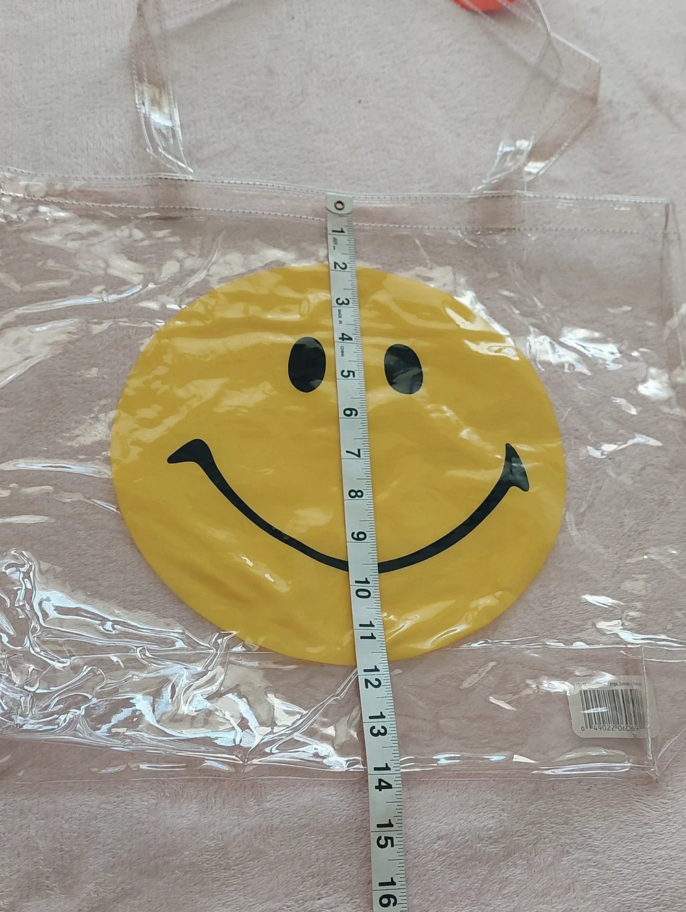 Clear Multiuse Tote Bag with Yellow Smiley Face -NWT